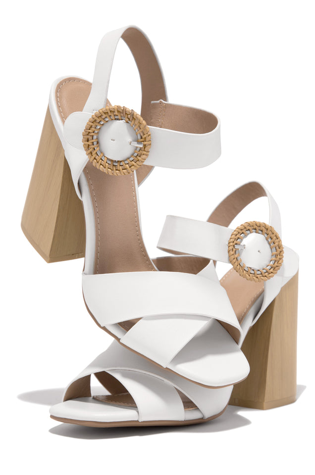 Load image into Gallery viewer, White Single Sole Block High Heels
