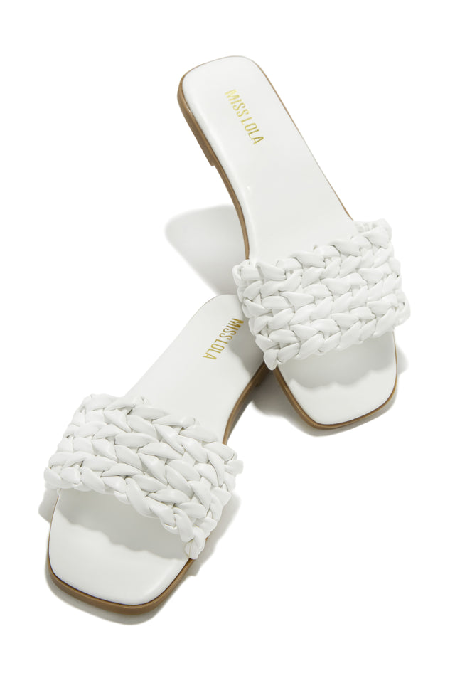 Load image into Gallery viewer, White Braided Strap Slip On Sandals
