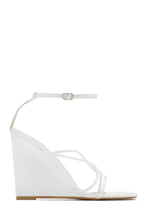 Load image into Gallery viewer, White Ankle Strap Closure Wedge
