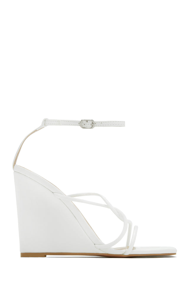 Load image into Gallery viewer, White Ankle Strap Wedge Heel
