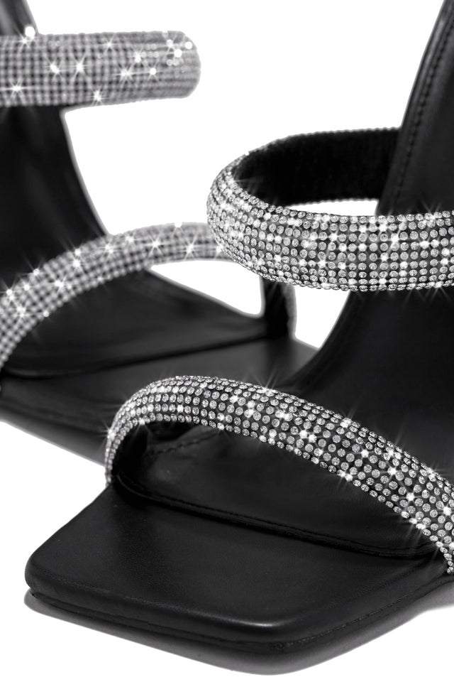 Load image into Gallery viewer, Black Embellished Strap Heels

